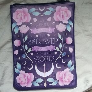 Floral Purple Laptop Sleeve Case with Pink Rose Design